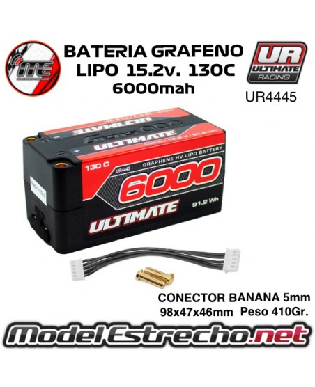BATERIA ULTIMATE GRAFENO HV LIPO SHORTY 15.2v. 6000mah 130c CONEXION 5mm UR4445