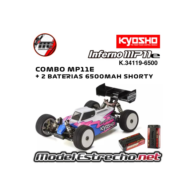 COMBO KYOSHO INFERNO MP11E 1:8 4WD RC EP BUGGY KIT MAS 2 BATERIAS GENS ACE 6500MAH SHORTY K.34119-6500
