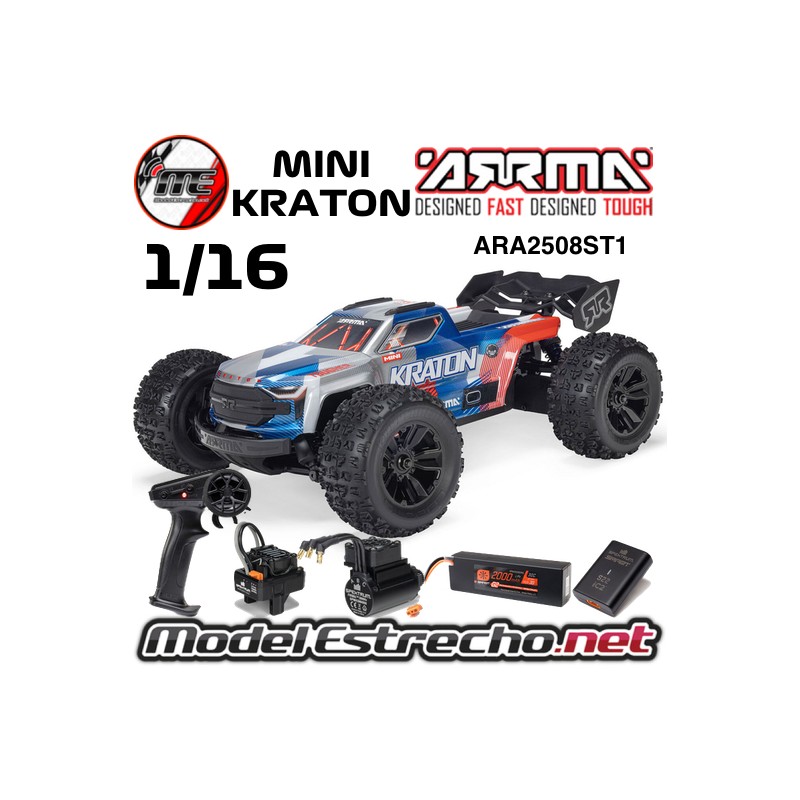 MINI KRATON 1/16 3S DSC 4x4 RTR BRUSHLESS SPEED TRUCK BATERIA Y CARGADOR INCLUIDO ROJO/AZUL ARA2508ST1