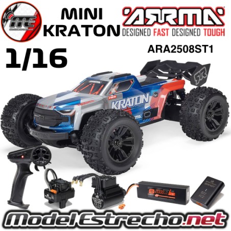 MINI KRATON 1/16 3S DSC 4x4 RTR BRUSHLESS SPEED TRUCK BATERIA Y CARGADOR INCLUIDO ROJO/AZUL ARA2508ST1