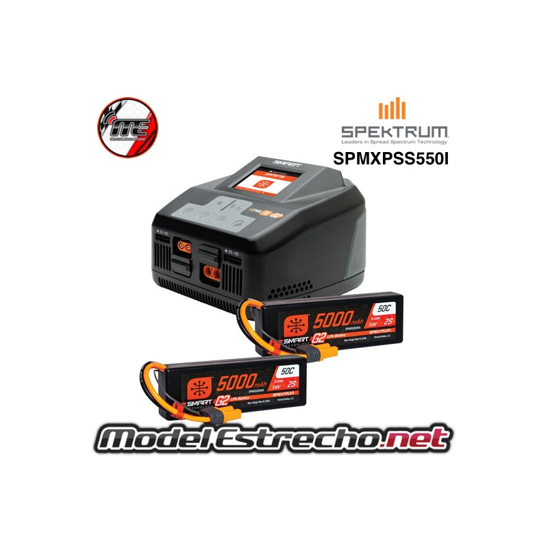 COMBO CARGADOR SPEKTRUM SMART S2100 MAS (2U.) POWERSTAGE SURFACE 5000MAH 2S LIPO SPMXPSS550I