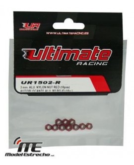 ULTIMATE TUERCAS 3mm AUTOBLOCANTE ALUMINIO ROJAS 3mm (10u.)
