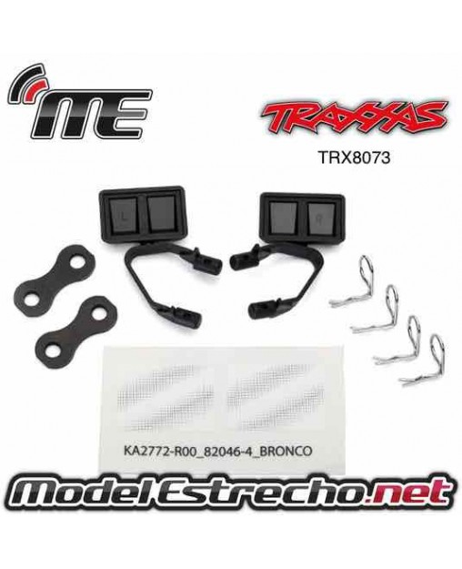 TRAXXAS MIRRORS SIDE BLACK ( LEFT & RIGHT ) RETAINERS (2) BODY CLIPS (4)