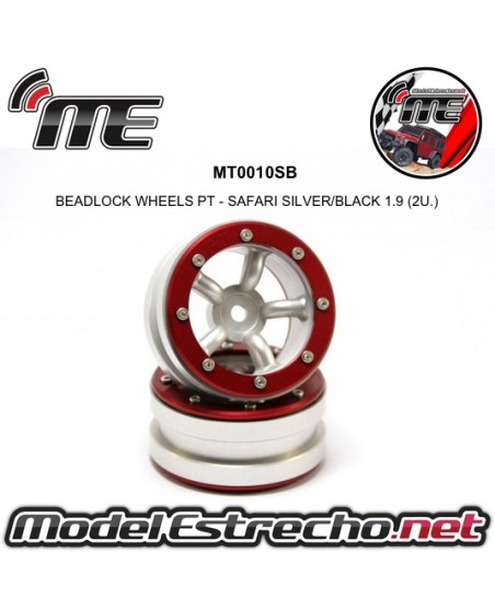 BEADLOCK WHEELS PT - SAFARI SILVER/RED 1.9 (2U.) Ref: MT0010SR