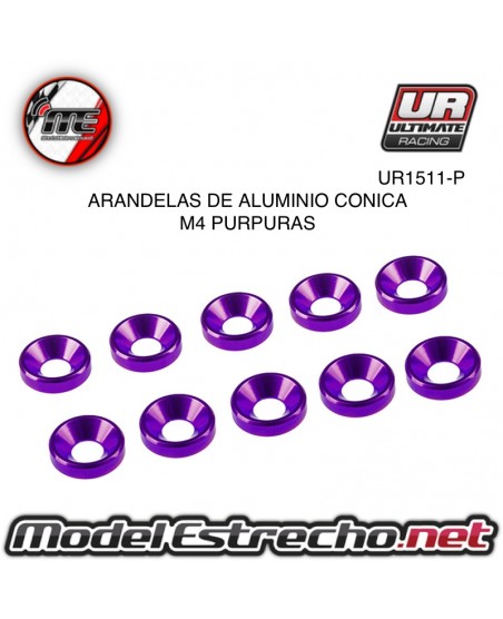 ULTIMATE ARANDELAS ALUMINIO CONICA PURPLE 4mm (10u.) Ref: UR1511-P
