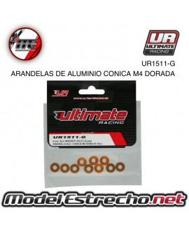 ULTIMATE ARANDELAS ALUMINIO CONICA DORADA 4mm (10u.) Ref: UR1511-G