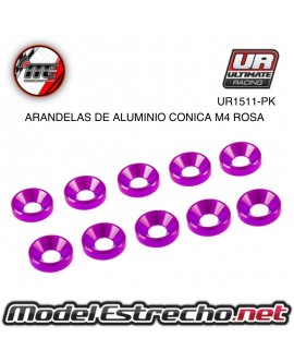 ULTIMATE ARANDELAS ALUMINIO CONICAS ROSA 4mm (10u.) Ref: UR1511-PK