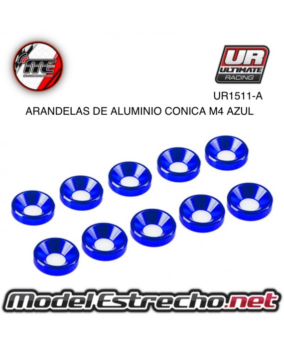ULTIMATE ARANDELAS ALUMINIO CONICA AZUL 4mm (10u.) Ref: UR1511-A