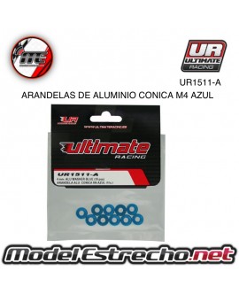 ULTIMATE ARANDELAS ALUMINIO CONICA AZUL 4mm (10u.) Ref: UR1511-A