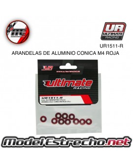 ULTIMATE ARANDELAS ALUMINIO CONICAS ROJAS 4mm (10u.) Ref: UR1511-R