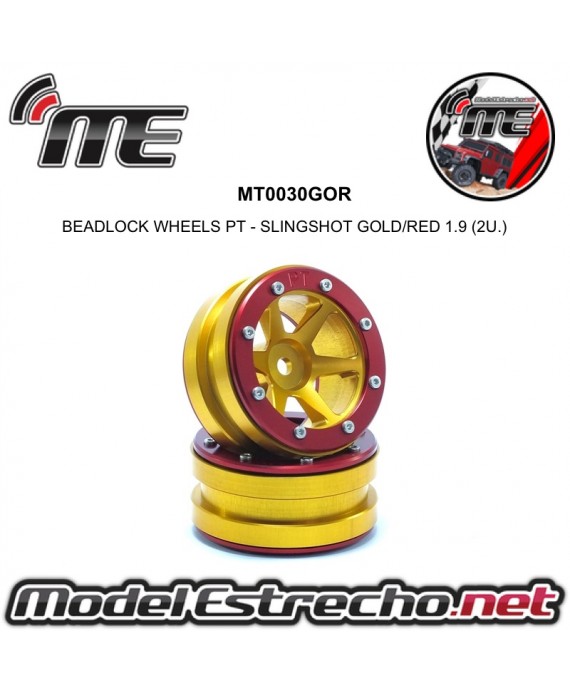 BEADLOCK WHEELS PT - SLINGSHOT  GOLD/RED 1.9 (2U.) Ref: MT0030GOR