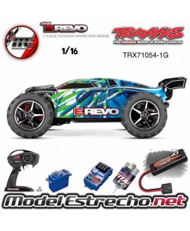 TRAXXAS E-REVO 1/16 4WD BRUSHED TQ RTR VERDE (INCLUYE BATERIA Y CARGADOR ) Ref: TRX71054-1G