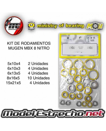 KIT DE RODAMIENTOS MUGEN MBX8 NITRO MOB Ref: MOB-0525