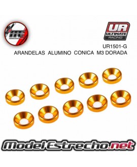 ULTIMATE ARANDELAS ALUMINIO DORADO 3mm (10u.) Ref: UR1501-G