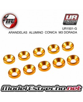 ULTIMATE ARANDELAS ALUMINIO DORADO 3mm (10u.) Ref: UR1501-G