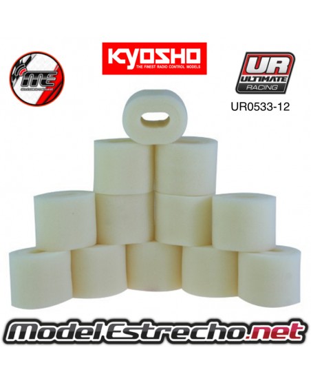 ESPUMAS FILTRO SIN ACEITAR INT/EXT KYOSHO MP9 ( 12U.). Ref: UR0533-12