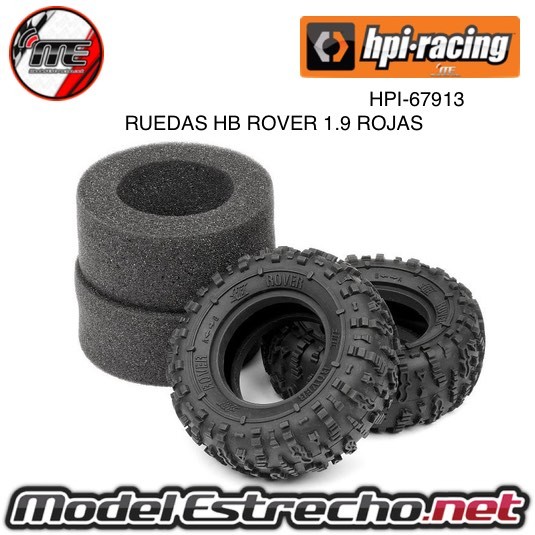 RUEDAS HB ROVER 1.9 TIRE (RED/ROCK CRAWLER 2PCS)  Ref: 67913