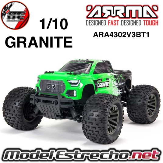 ARRMA GRANITE 1/10 MONSTER TRUCK V3 3S BRUSHLESS 4WD MT RTR VERDE  Ref: ARA4302V3BT1