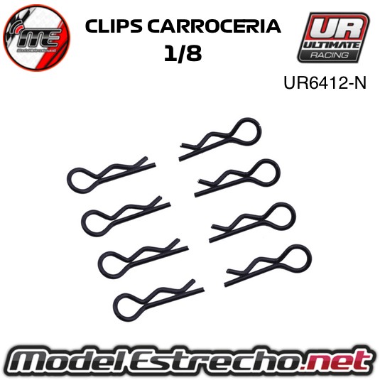 CLIPS CARROCERIA 1/8 L+R NEGRO ( 8U.)  Ref: UR6412-N