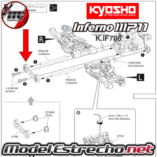 PLACA A DELANTERA CNC KYOSHO INFERNO MP11 K.IF706
