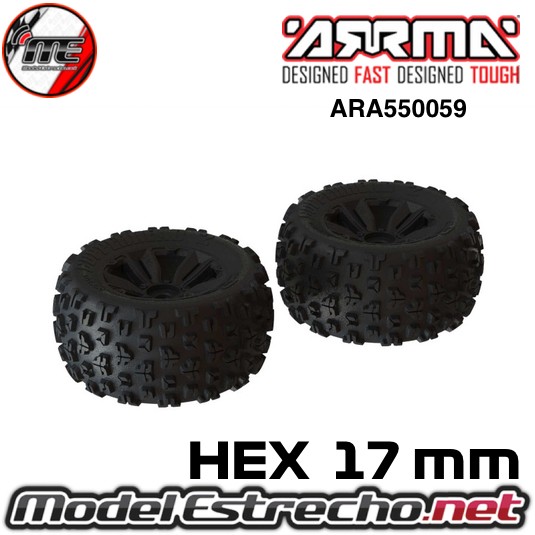 RUEDAS ARRMA 17mm DBOOTS COPPERHEAD2 MT FRONT/REAR 3.8  1/8 PEGADAS ARA550059